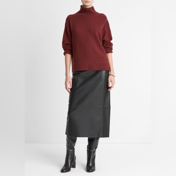 Vince Cashmere Donegal Side Slit Pullover Turtleneck Sweater Hunter Green Sz XL - Picture 13 of 15